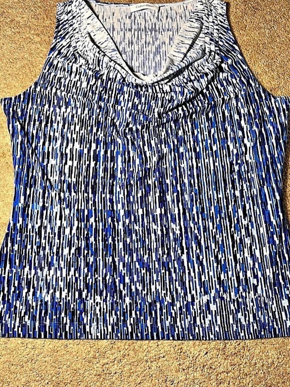 Calvin Klein Abstract Print Tank Top in Blue & White Like New